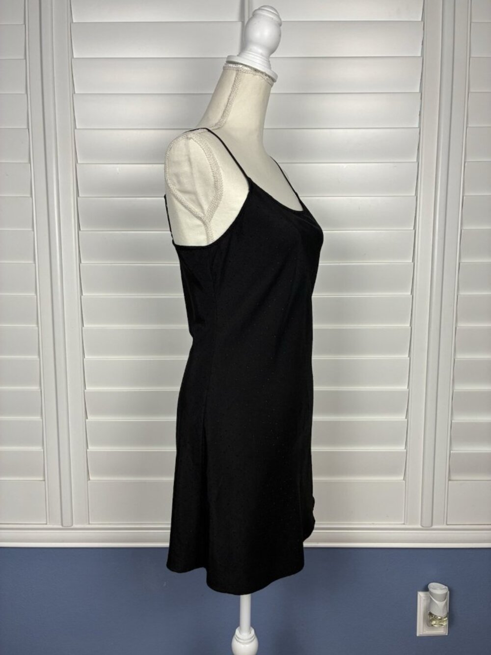 RACHEL Rachel Roy Women’s 2 Black Tonal Dot Mini Slip Dress Adjustable Straps - Picture 2 of 7